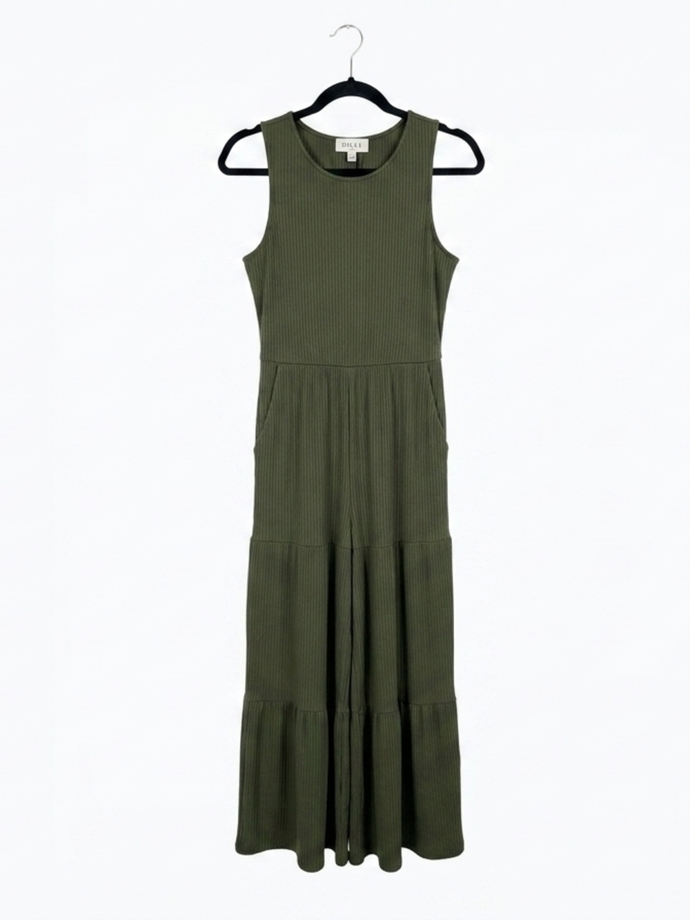 Gilli Olive Green Ribbed Sleeveless Maxi Dress